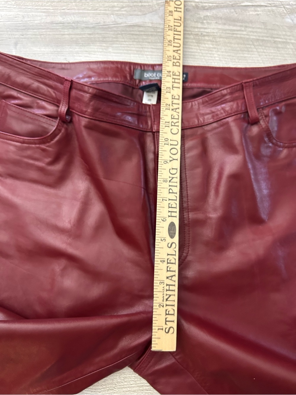 Vintage GAP Fall 2000 Burgundy Genuine Leather Bootcut Pants Women’s Size 20 - Picture 5 of 13